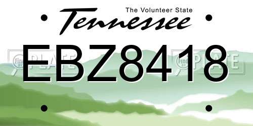 EBZ8418 Tennessee License Plate