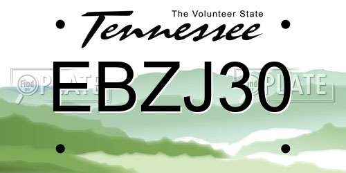 EBZJ30 Tennessee License Plate