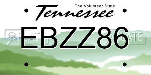 EBZZ86 Tennessee License Plate