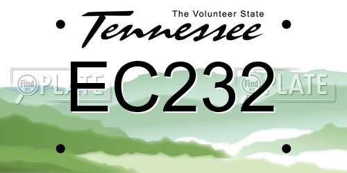 EC232 Tennessee License Plate