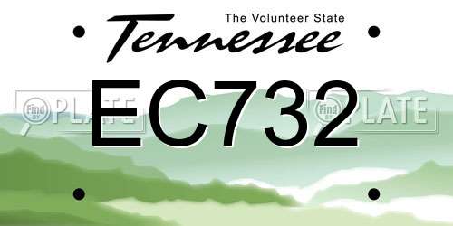 EC732 Tennessee License Plate