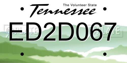 ED2D067 Tennessee License Plate