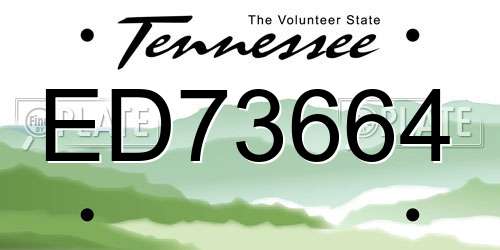 ED73664 Tennessee License Plate