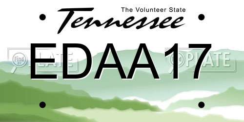 EDAA17 Tennessee License Plate