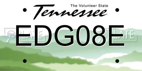 EDG08E Tennessee License Plate