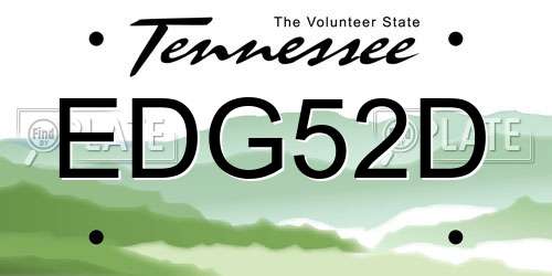 EDG52D Tennessee License Plate