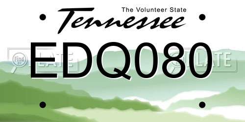EDQ080 Tennessee License Plate