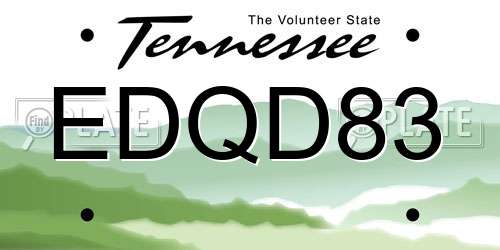 EDQD83 Tennessee License Plate