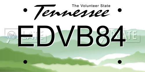 EDVB84 Tennessee License Plate