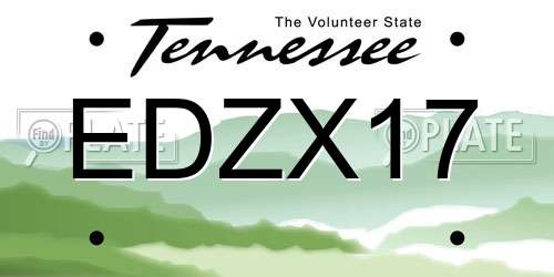 EDZX17 Tennessee License Plate