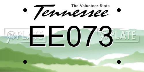 EE073 Tennessee License Plate