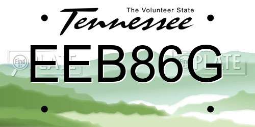 EEB86G Tennessee License Plate