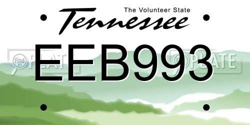 EEB993 Tennessee License Plate