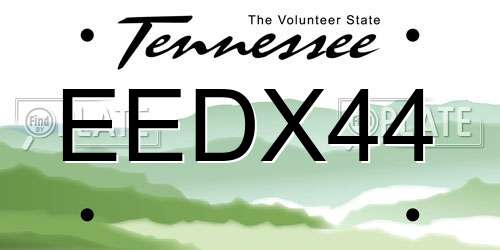 EEDX44 Tennessee License Plate