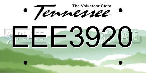 EEE3920 Tennessee License Plate