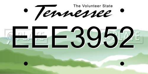 EEE3952 Tennessee License Plate