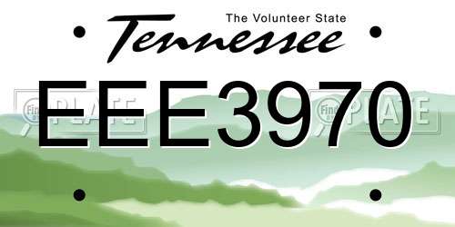 EEE3970 Tennessee License Plate