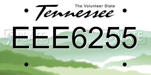 EEE6255 Tennessee License Plate