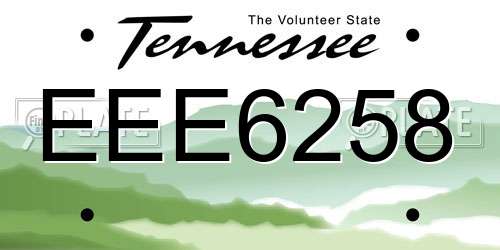 EEE6258 Tennessee License Plate