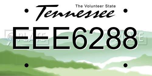 EEE6288 Tennessee License Plate