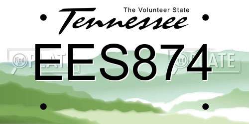 EES874 Tennessee License Plate