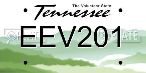 EEV201 Tennessee License Plate