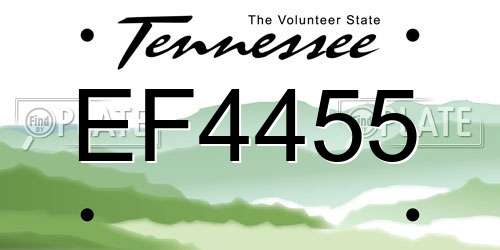 EF4455 Tennessee License Plate