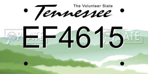 EF4615 Tennessee License Plate