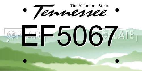 EF5067 Tennessee License Plate