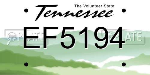 EF5194 Tennessee License Plate