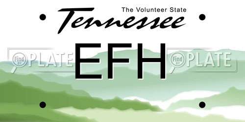 EFH Tennessee License Plate