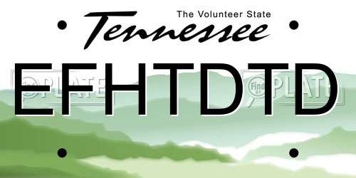 EFHTDTD Tennessee License Plate