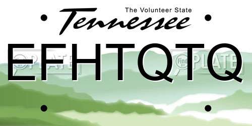 EFHTQTQ Tennessee License Plate