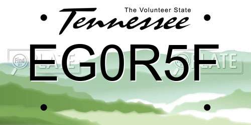 EG0R5F Tennessee License Plate