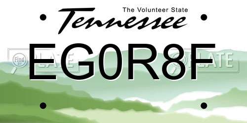 EG0R8F Tennessee License Plate