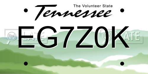EG7Z0K Tennessee License Plate