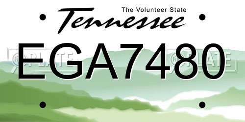 EGA7480 Tennessee License Plate