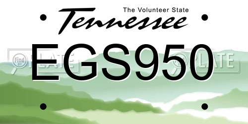 EGS950 Tennessee License Plate