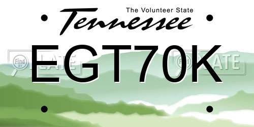 EGT70K Tennessee License Plate
