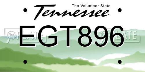 EGT896 Tennessee License Plate