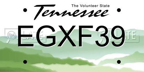 EGXF39 Tennessee License Plate