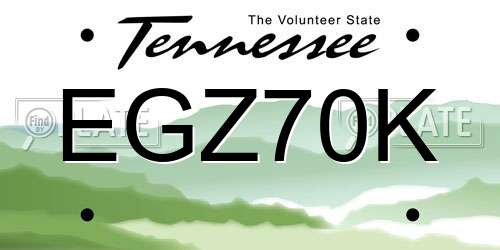 EGZ70K Tennessee License Plate
