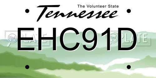 EHC91D Tennessee License Plate