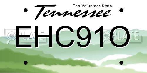 EHC91O Tennessee License Plate