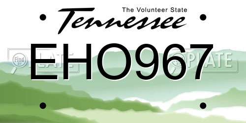 EHO967 Tennessee License Plate
