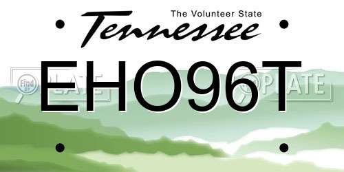 EHO96T Tennessee License Plate