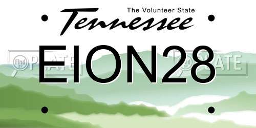 EION28 Tennessee License Plate