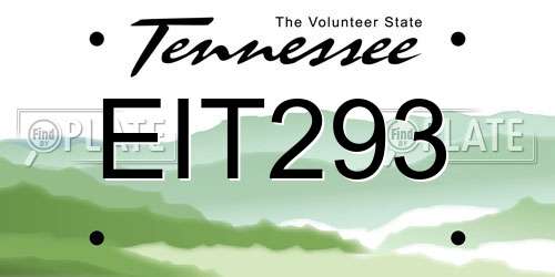 EIT293 Tennessee License Plate