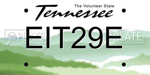 EIT29E Tennessee License Plate
