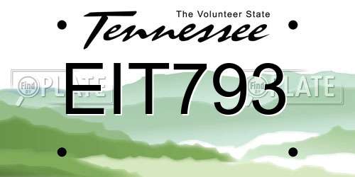 EIT793 Tennessee License Plate